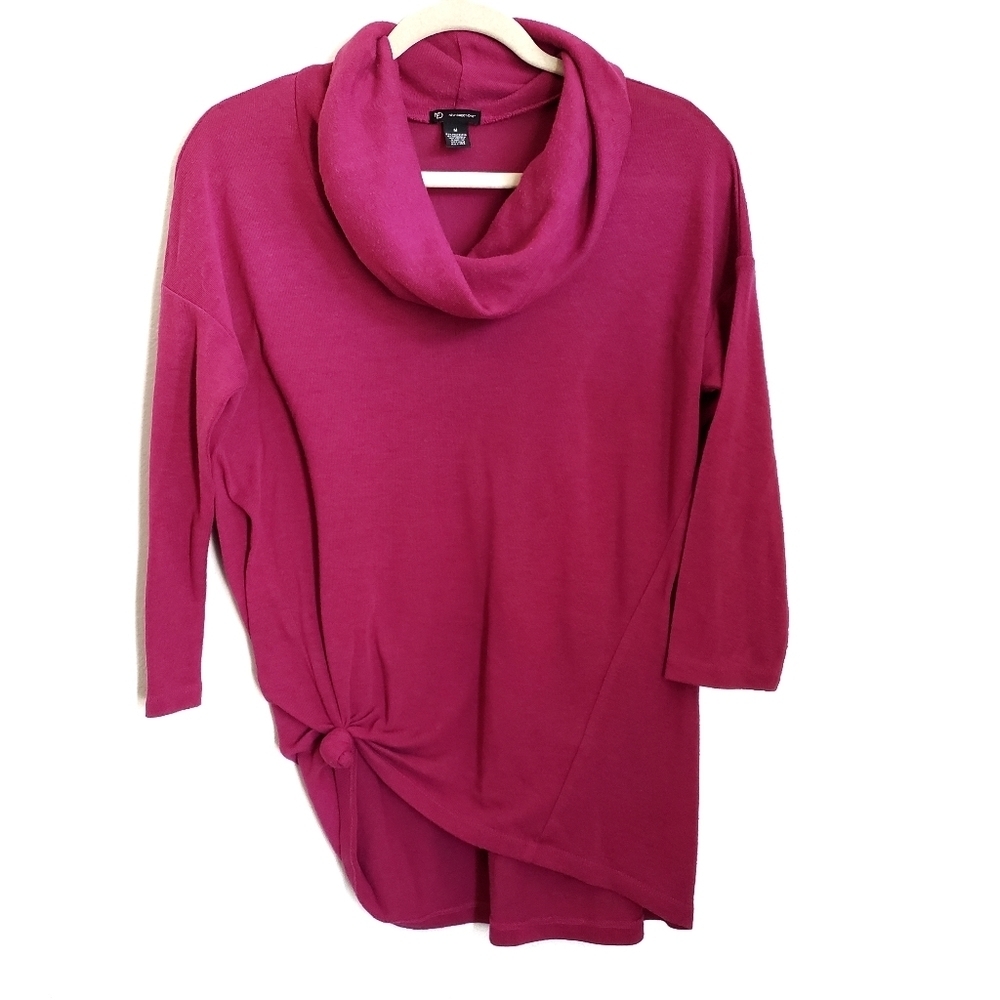 New Directions Sweater M Medium Pink Cowl Neck Tie